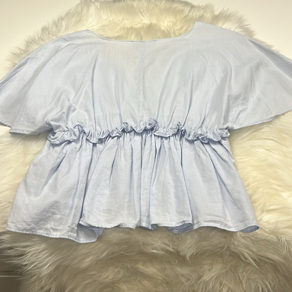 Zara Light Blue Ruffled Blouse - Picture 4 of 4